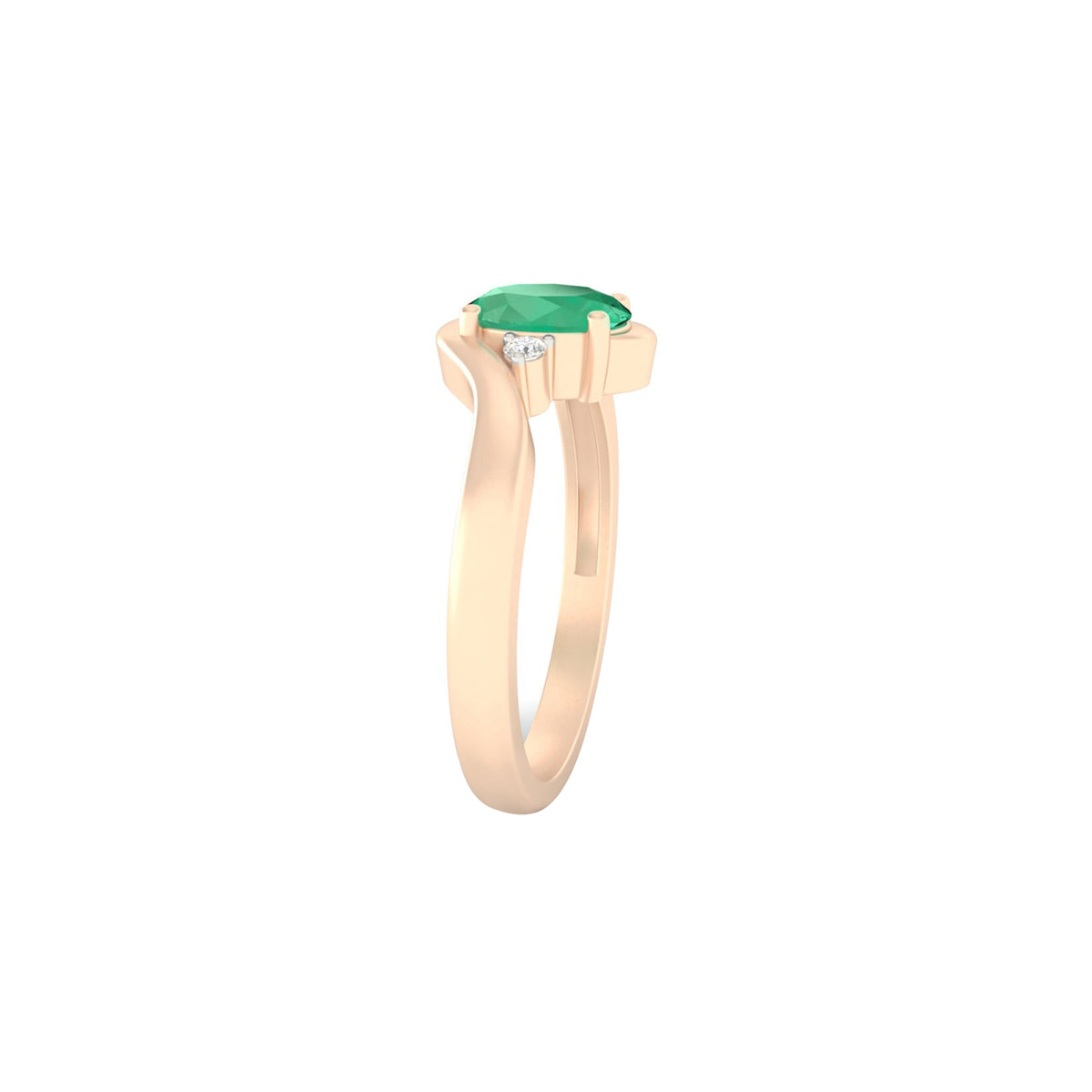 Zambian Emerald Ring with White Diamond in 18Kt Gold 1.20cts