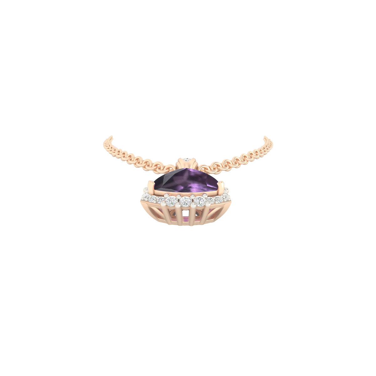 Amethyst Pendant with White Diamond in 18Kt Gold 4.94cts