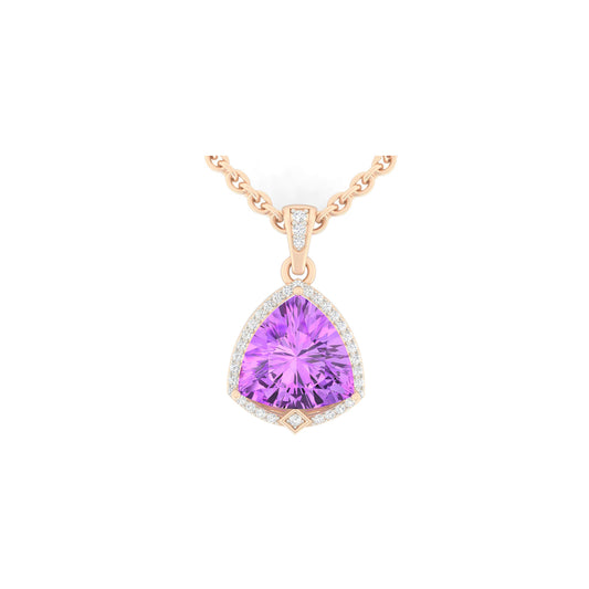 Amethyst Pendant with White Diamond in 18Kt Gold 4.94cts