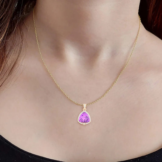 Amethyst Pendant with White Diamond in 18Kt Gold 4.94cts