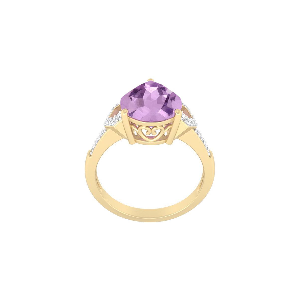 Amethyst Ring with White Diamond in 18Kt Gold 3.02cts