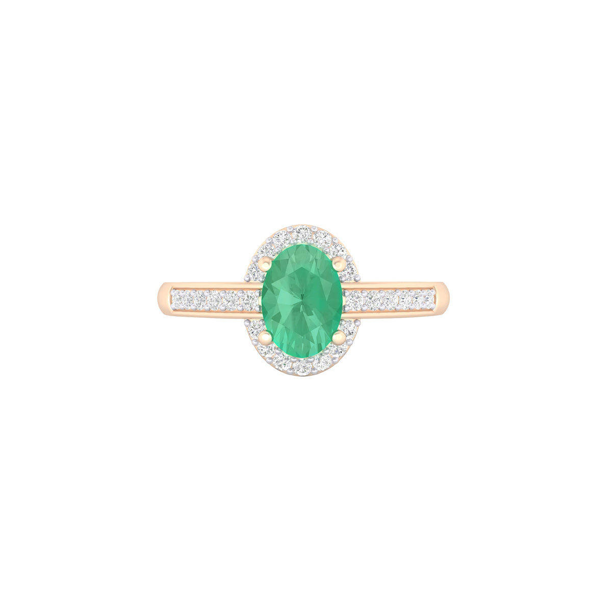 Zambian Emerald Ring with White Diamond in 18Kt Gold 1.00cts