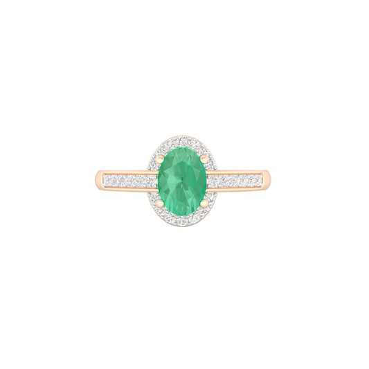 Zambian Emerald Ring with White Diamond in 18Kt Gold 1.00cts