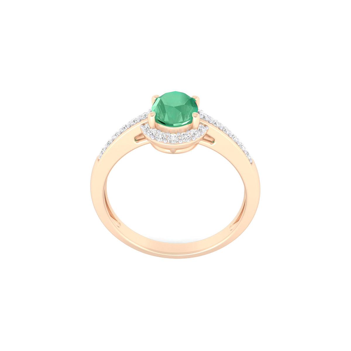 Zambian Emerald Ring with White Diamond in 18Kt Gold 1.00cts