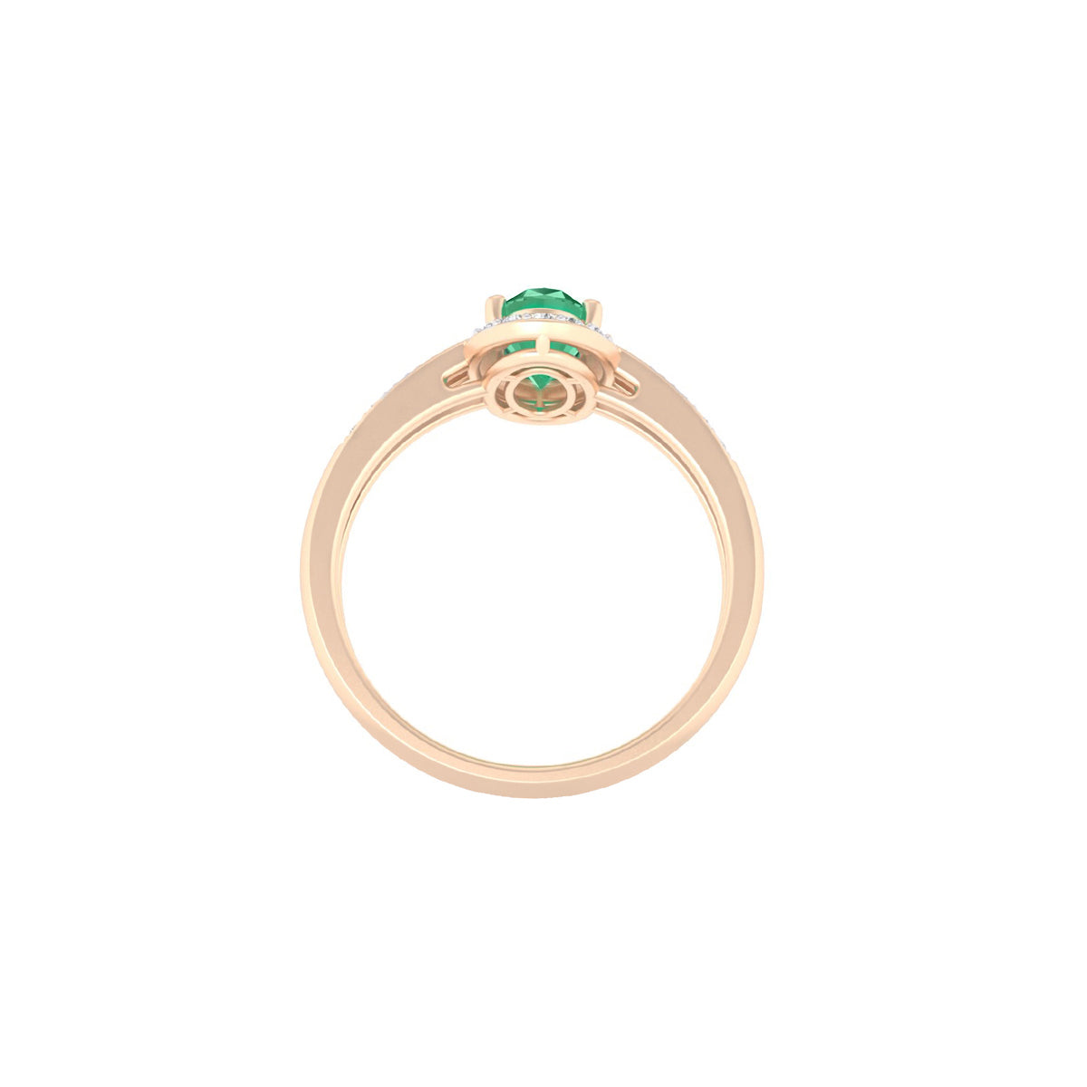 Zambian Emerald Ring with White Diamond in 18Kt Gold 1.00cts