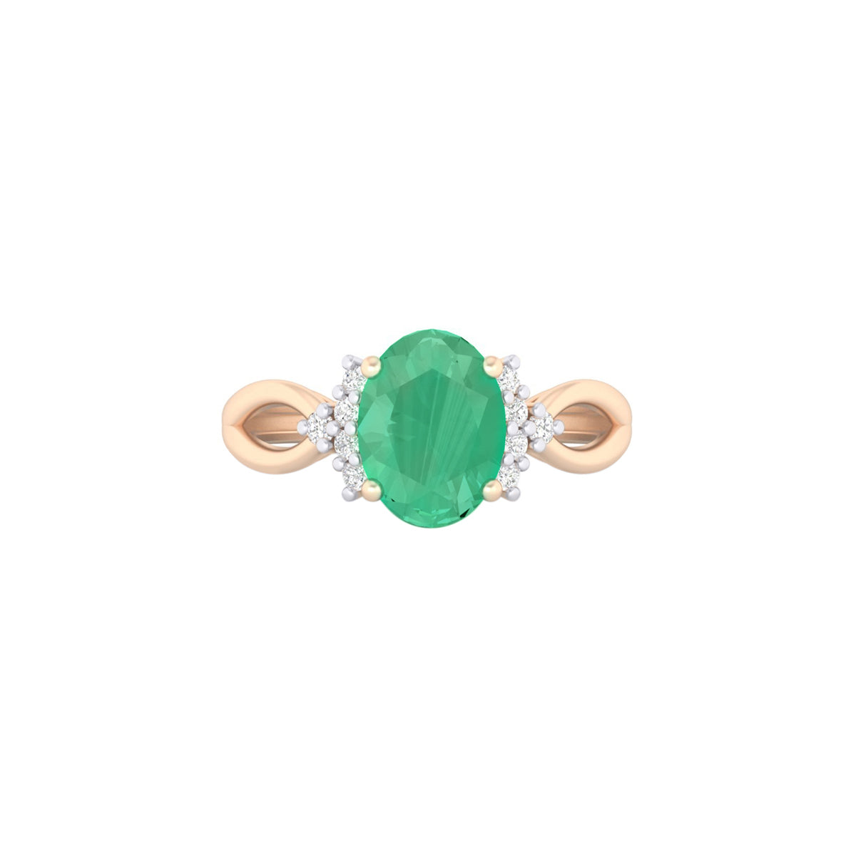 Zambian Emerald Ring with White Diamond in 18Kt Gold 1.35cts