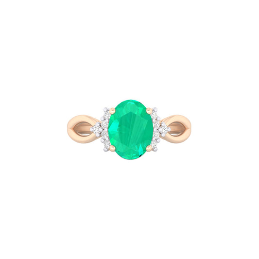 Zambian Emerald Ring with White Diamond in 18Kt Gold 1.35cts