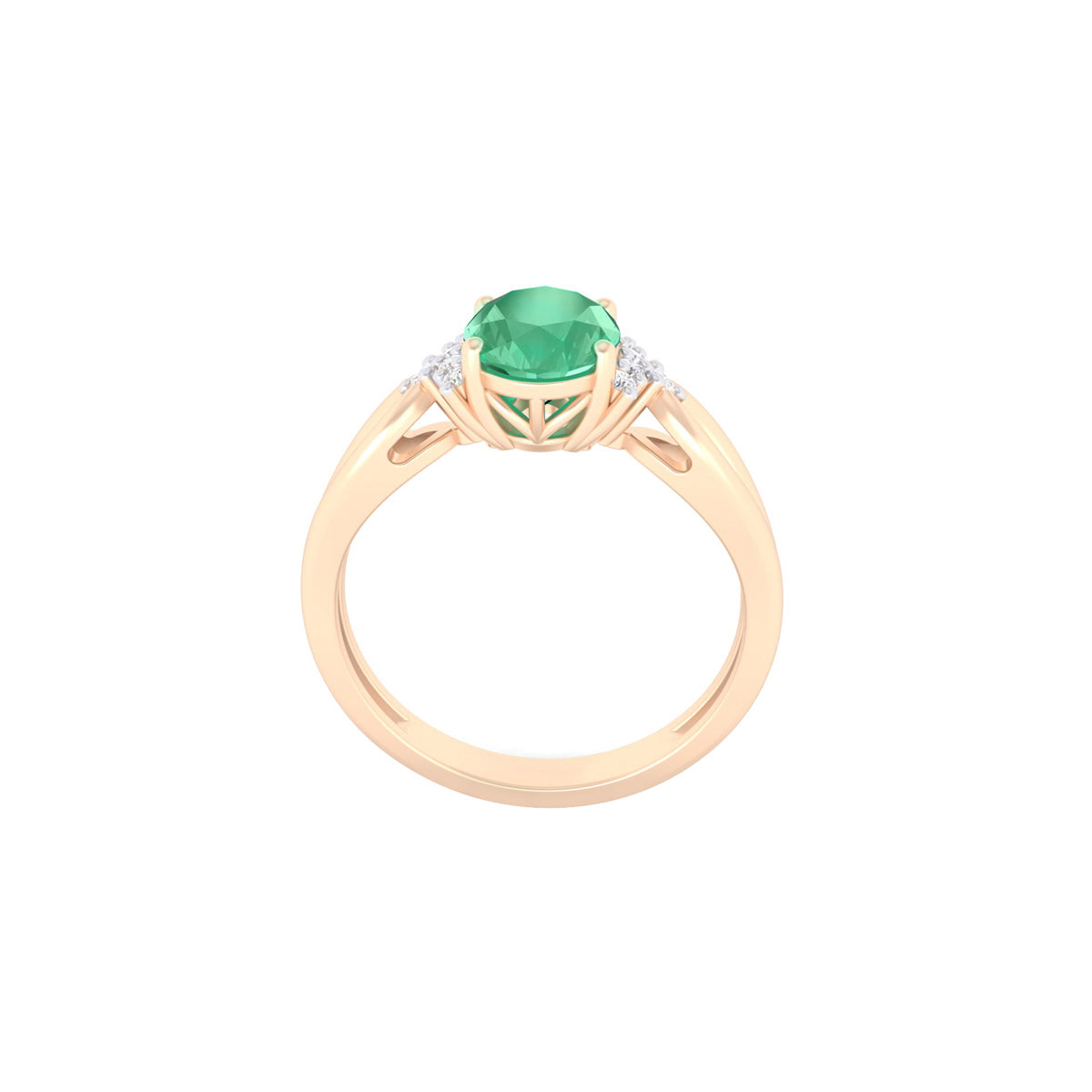 Zambian Emerald Ring with White Diamond in 18Kt Gold 1.35cts