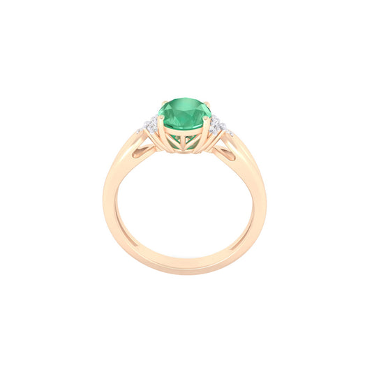 Zambian Emerald Ring with White Diamond in 18Kt Gold 1.35cts