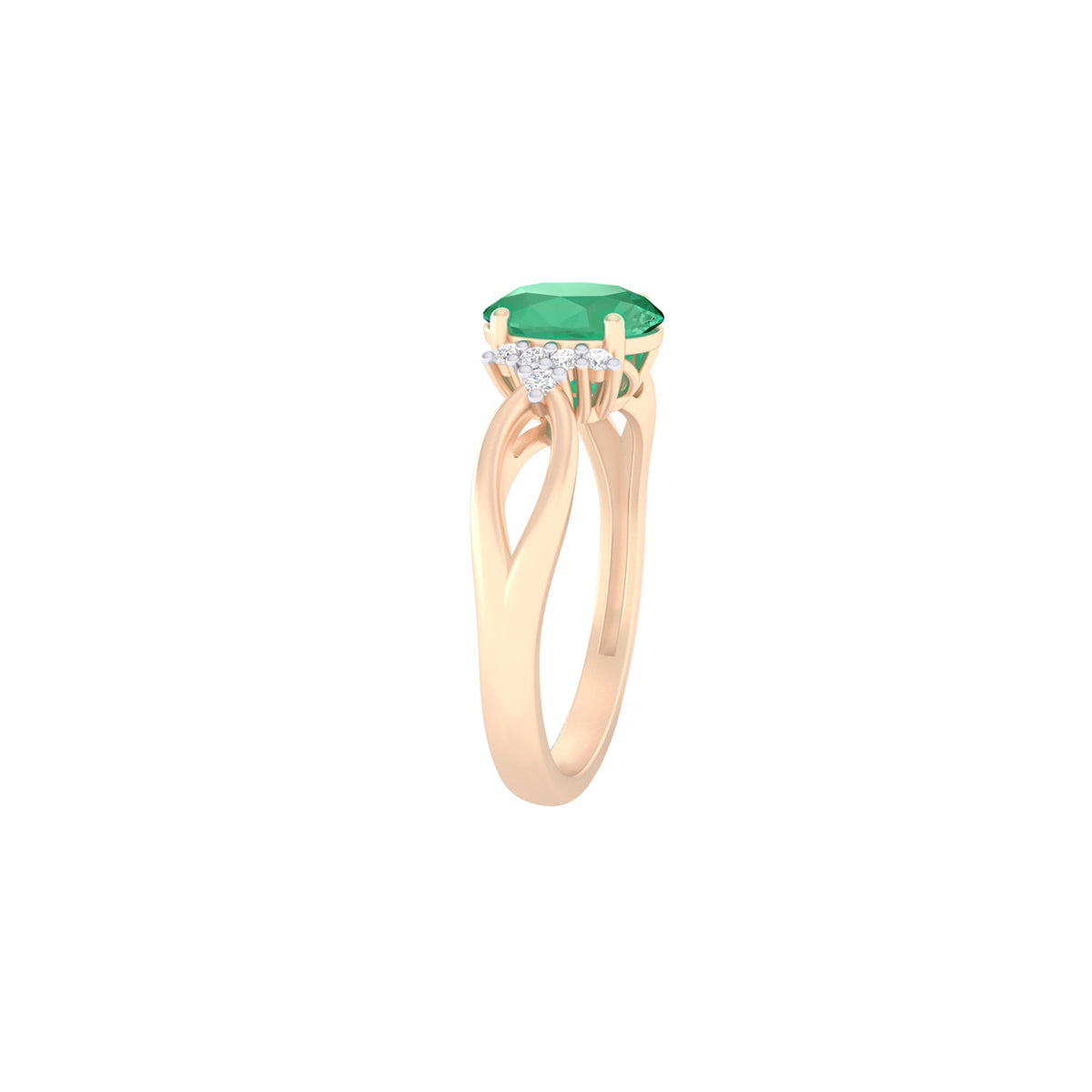 Zambian Emerald Ring with White Diamond in 18Kt Gold 1.35cts