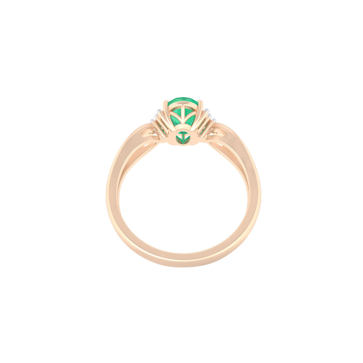 Zambian Emerald Ring with White Diamond in 18Kt Gold 1.35cts