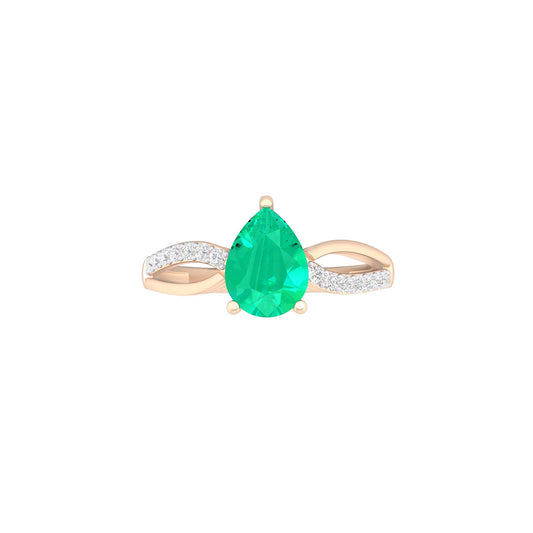 Zambian Emerald Ring with White Diamond in 18Kt Gold 2.17cts
