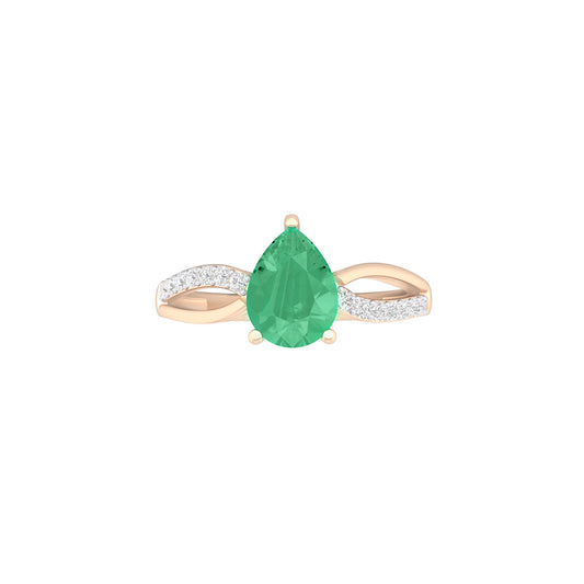 Zambian Emerald Ring with White Diamond in 18Kt Gold 2.17cts