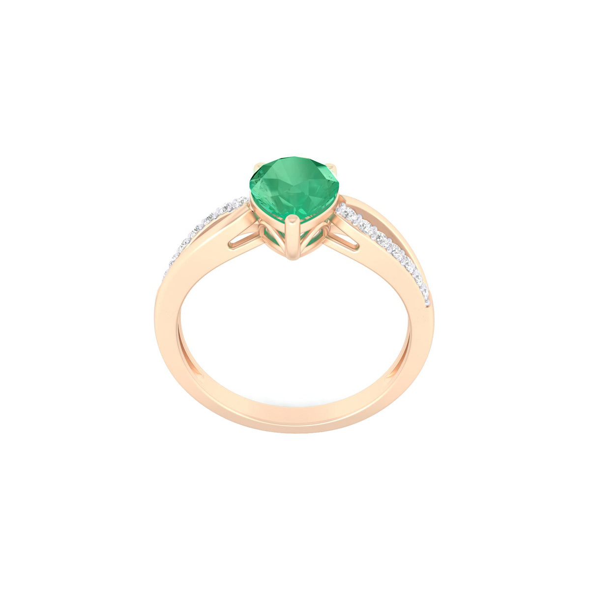 Zambian Emerald Ring with White Diamond in 18Kt Gold 2.17cts