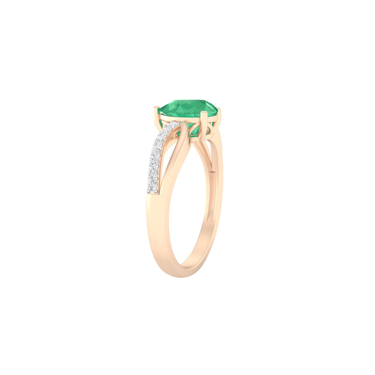 Zambian Emerald Ring with White Diamond in 18Kt Gold 2.17cts