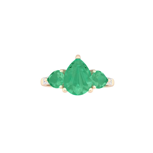 Zambian Emerald Ring with White Diamond in 18Kt Gold 2.59cts