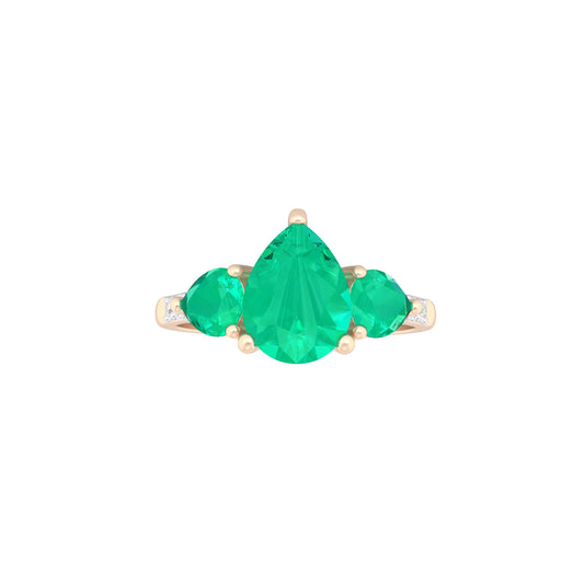 Zambian Emerald Ring with White Diamond in 18Kt Gold 2.59cts