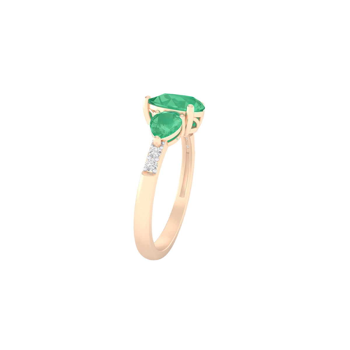 Zambian Emerald Ring with White Diamond in 18Kt Gold 2.59cts