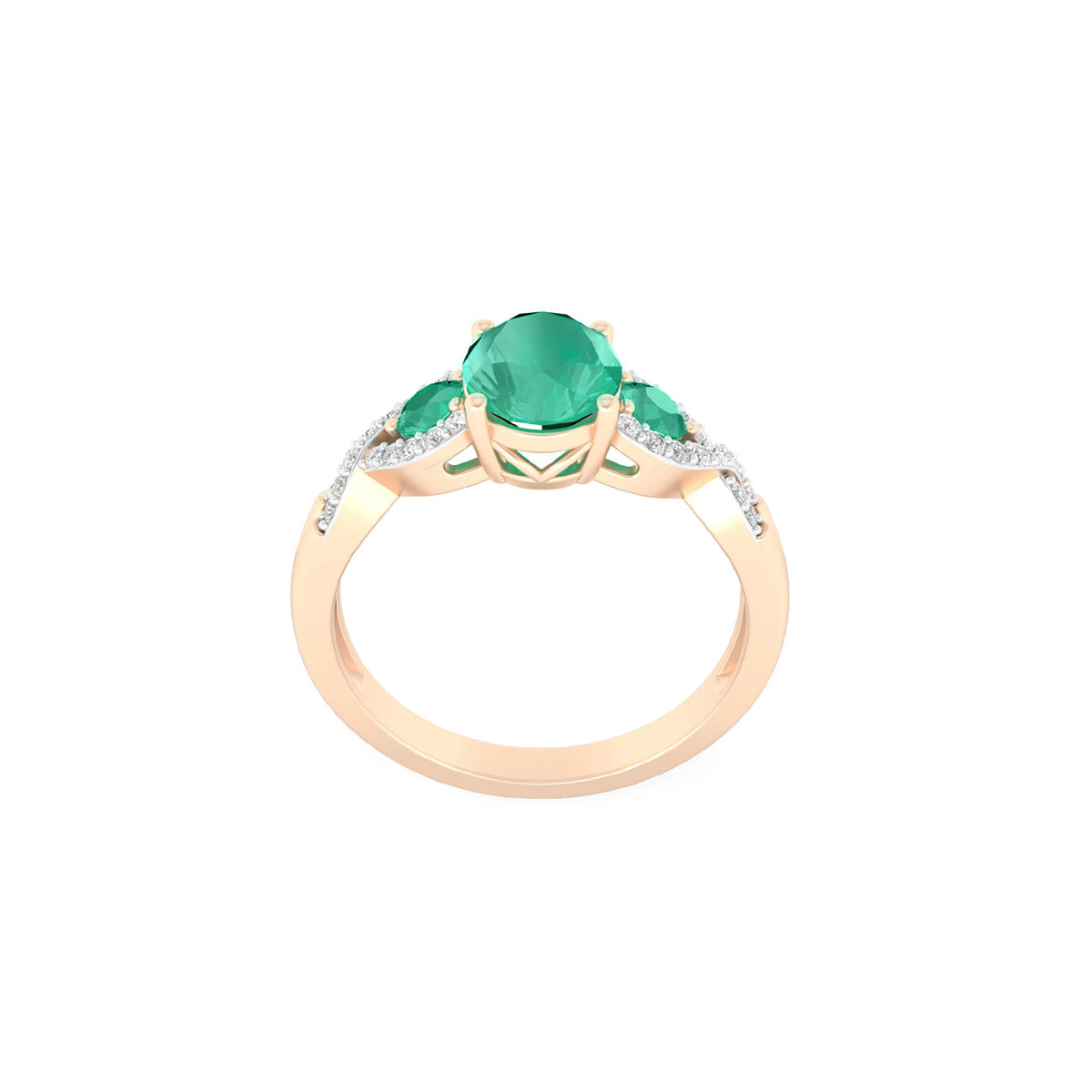 Zambian Emerald Ring with White Diamond in 18Kt Gold 1.66cts