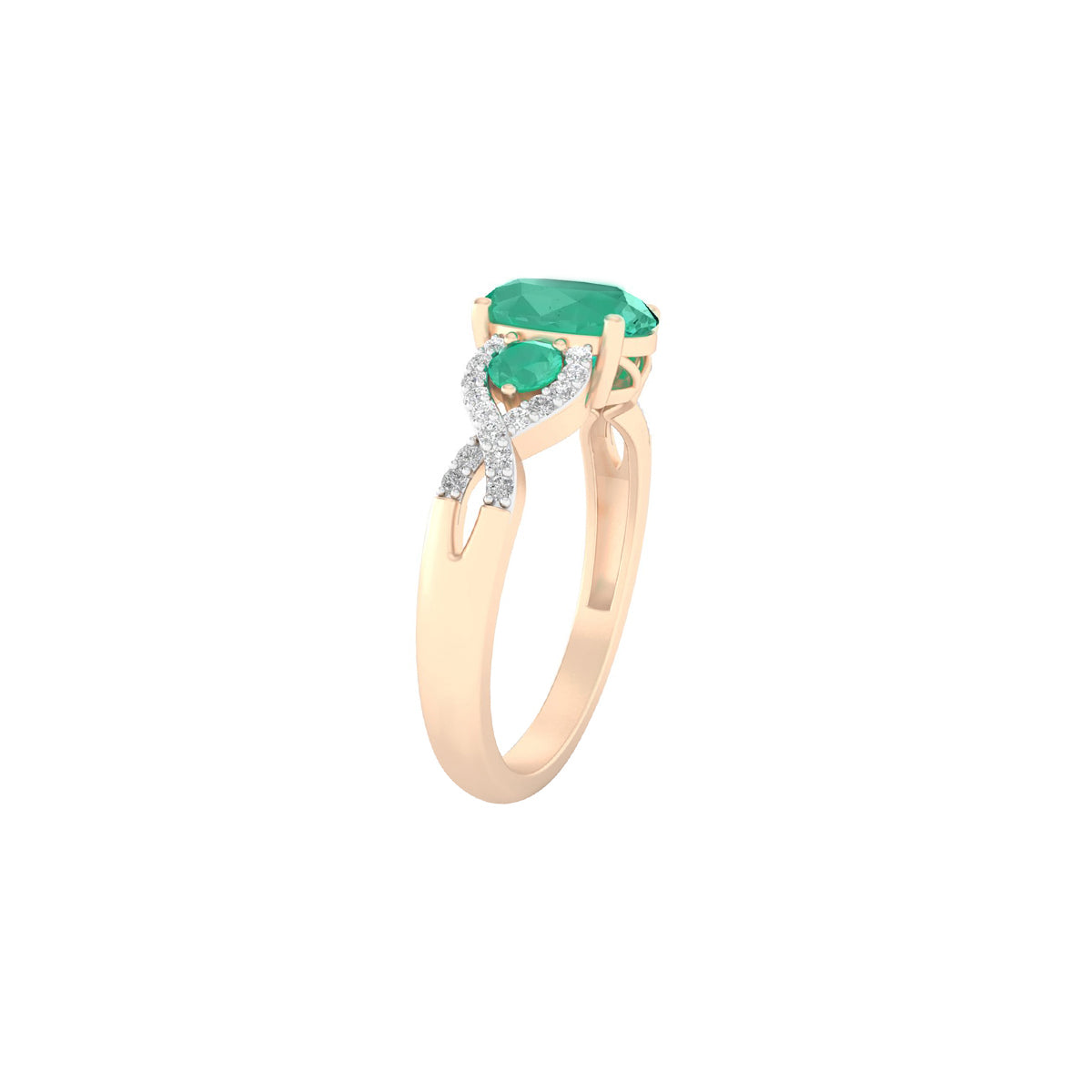 Zambian Emerald Ring with White Diamond in 18Kt Gold 1.66cts