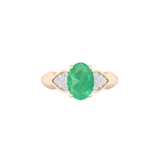 Zambian Emerald Ring with White Diamond in 18Kt Gold 0.85cts