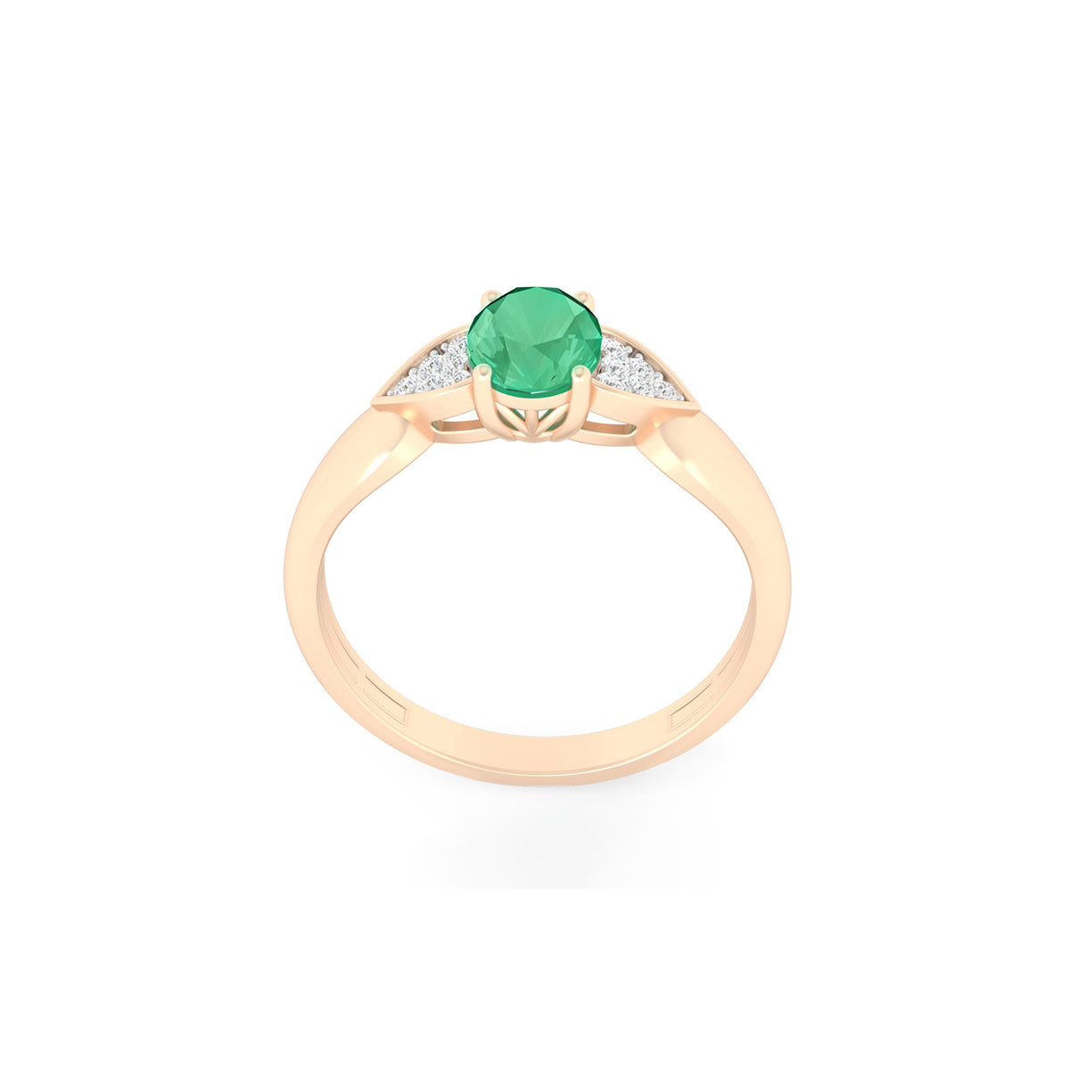 Zambian Emerald Ring with White Diamond in 18Kt Gold 0.85cts