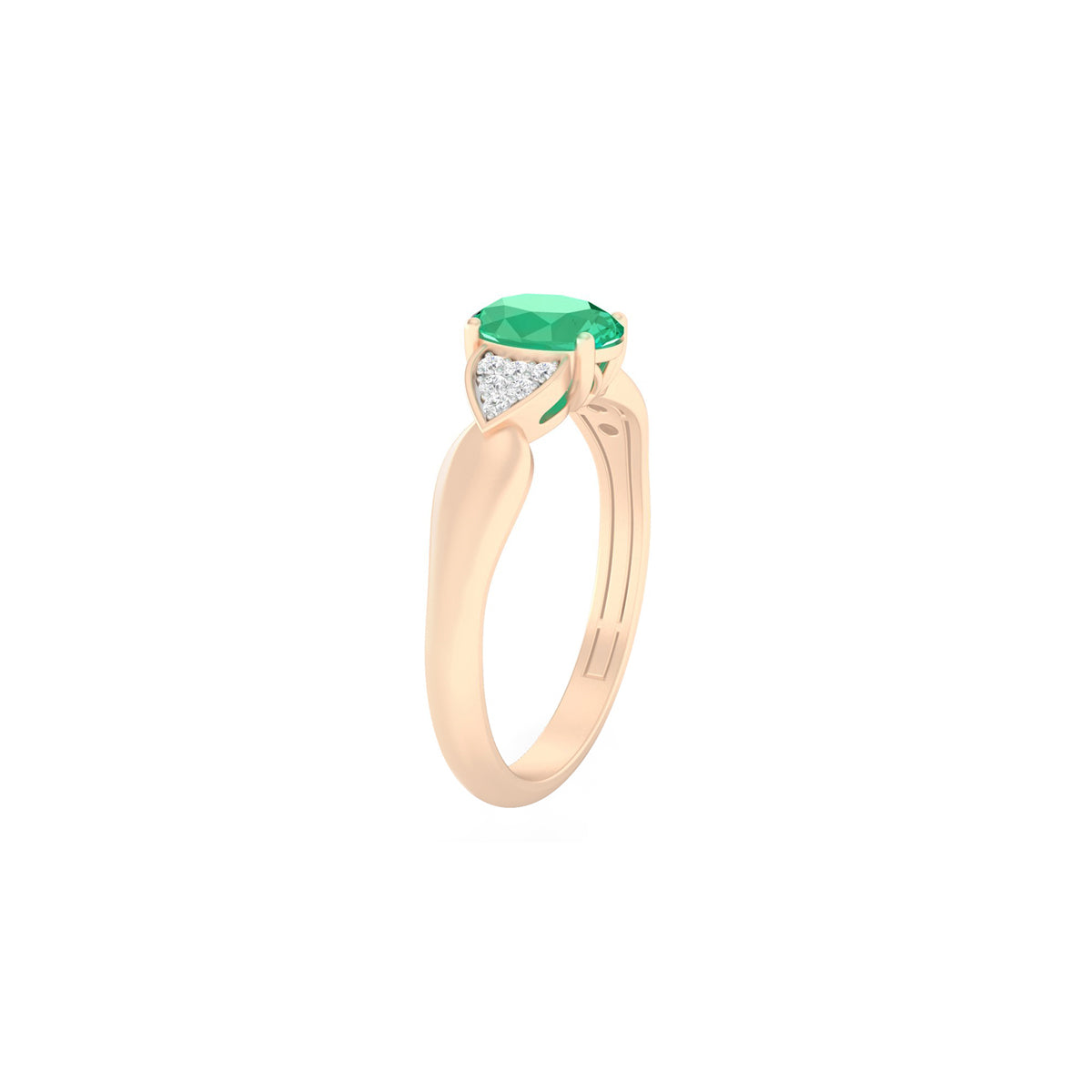 Zambian Emerald Ring with White Diamond in 18Kt Gold 0.85cts