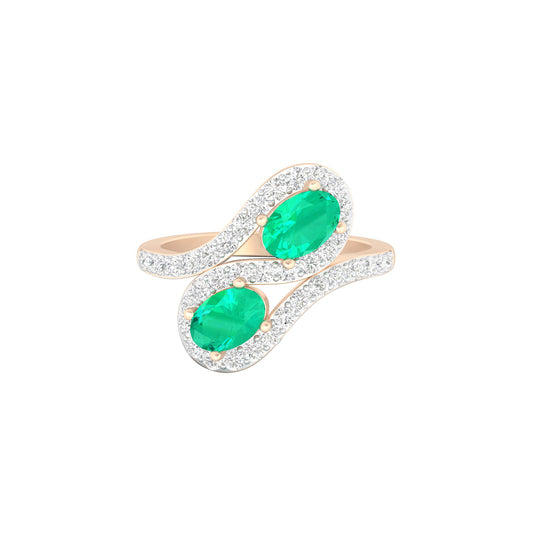 Zambian Emerald Ring with White Diamond in 18Kt Gold 1.44cts
