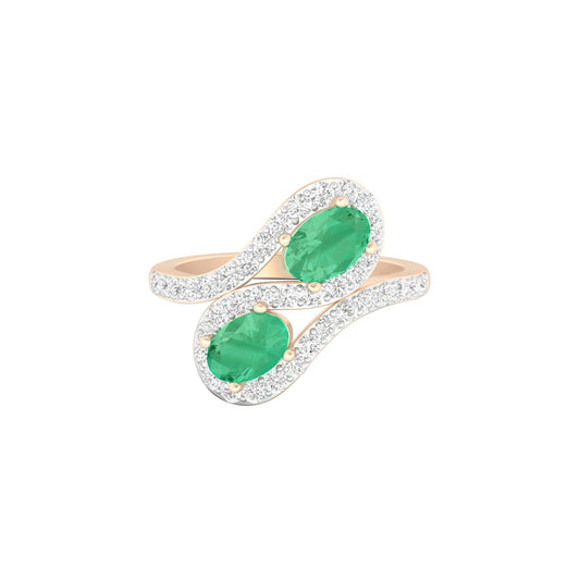 Zambian Emerald Ring with White Diamond in 18Kt Gold 1.44cts
