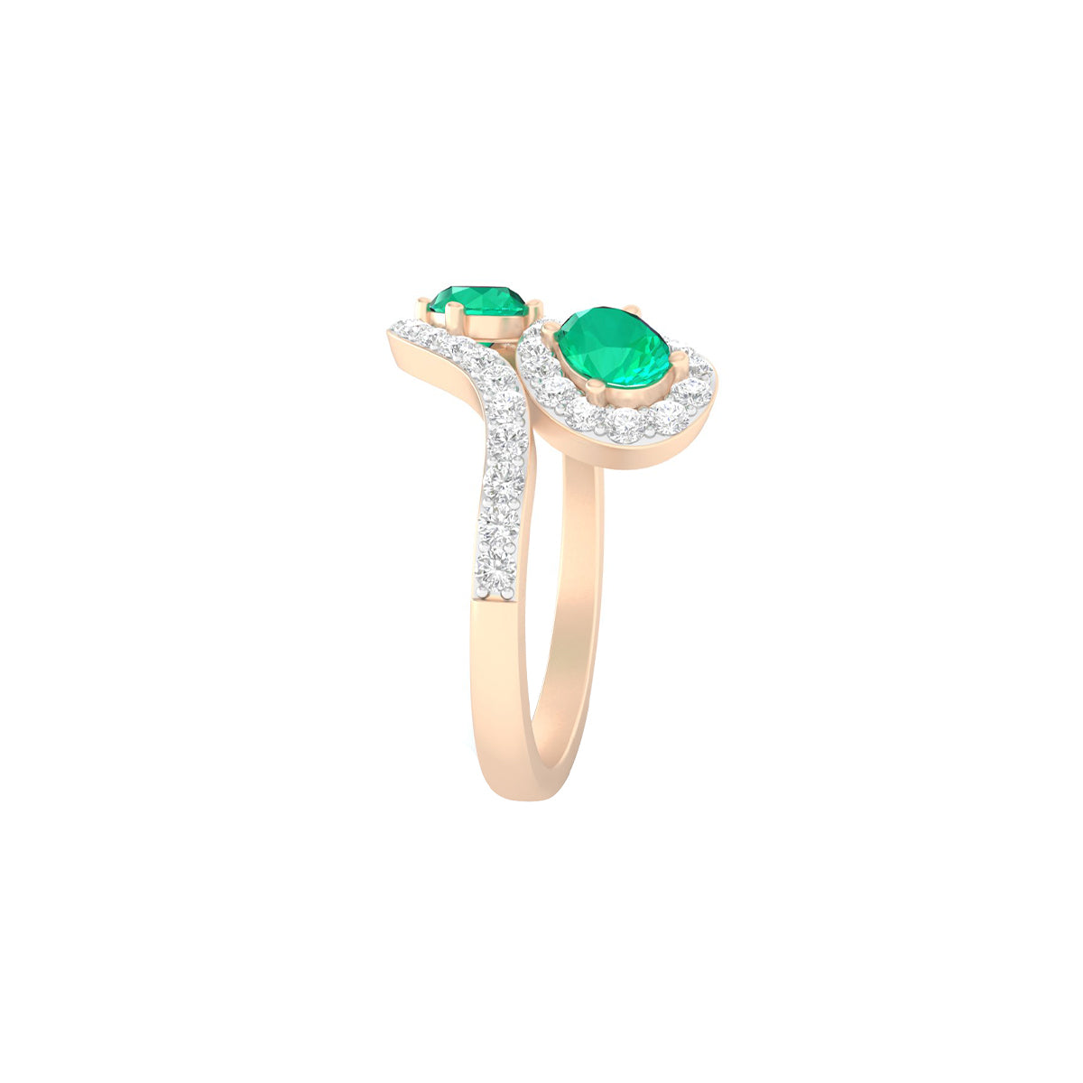 Zambian Emerald Ring with White Diamond in 18Kt Gold 1.44cts