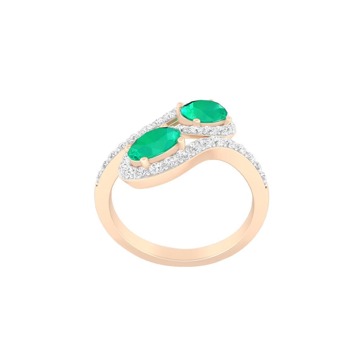 Zambian Emerald Ring with White Diamond in 18Kt Gold 1.44cts