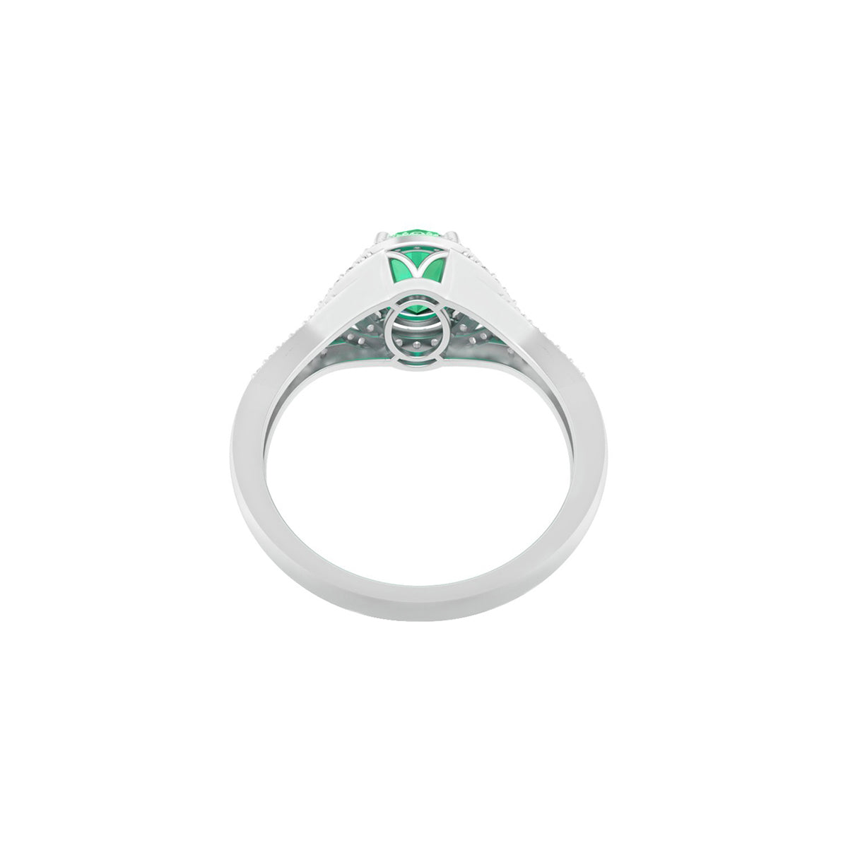Zambian Emerald Ring with White Diamond in 18Kt White Gold 1.57cts
