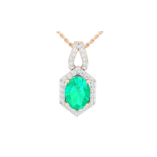 Zambian Emerald Pendant with White Diamond in 18Kt Gold 1.46cts