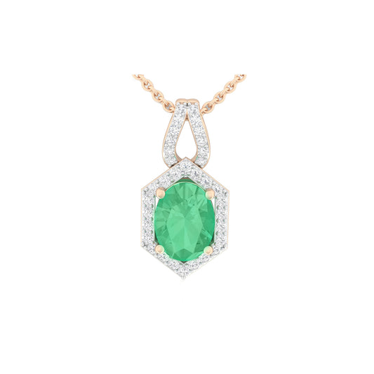 Zambian Emerald Pendant with White Diamond in 18Kt Gold 1.46cts