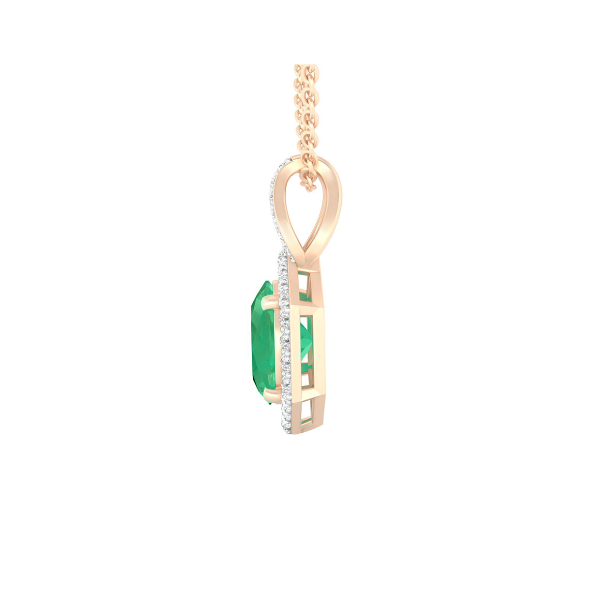 Zambian Emerald Pendant with White Diamond in 18Kt Gold 1.46cts
