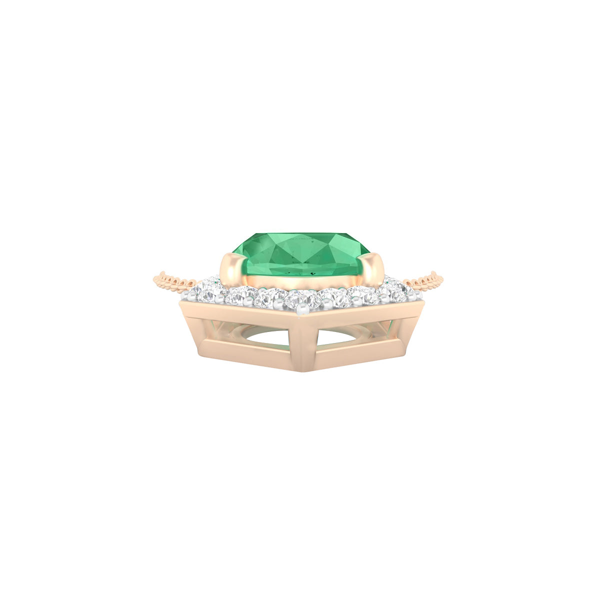 Zambian Emerald Pendant with White Diamond in 18Kt Gold 1.46cts