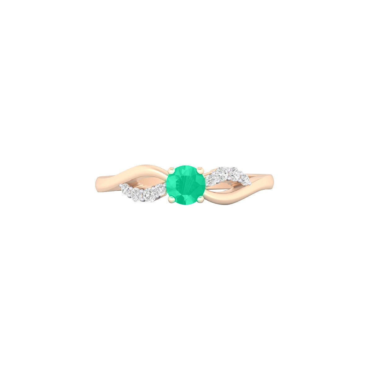 Zambian Emerald Ring with White Diamond in 18Kt Gold 0.33cts