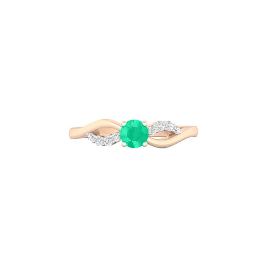 Zambian Emerald Ring with White Diamond in 18Kt Gold 0.33cts