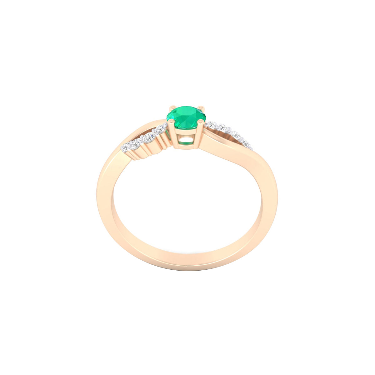 Zambian Emerald Ring with White Diamond in 18Kt Gold 0.33cts