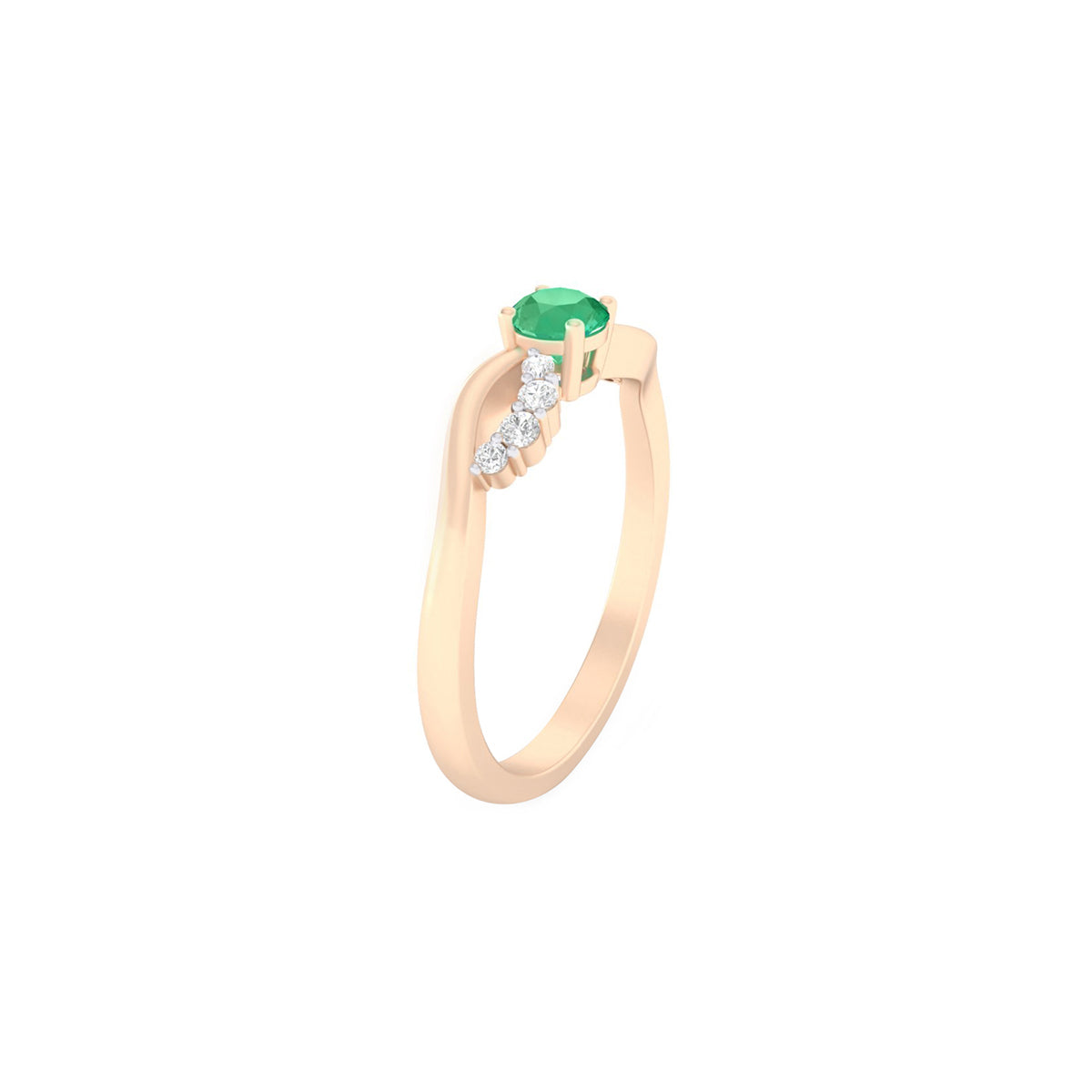 Zambian Emerald Ring with White Diamond in 18Kt Gold 0.33cts
