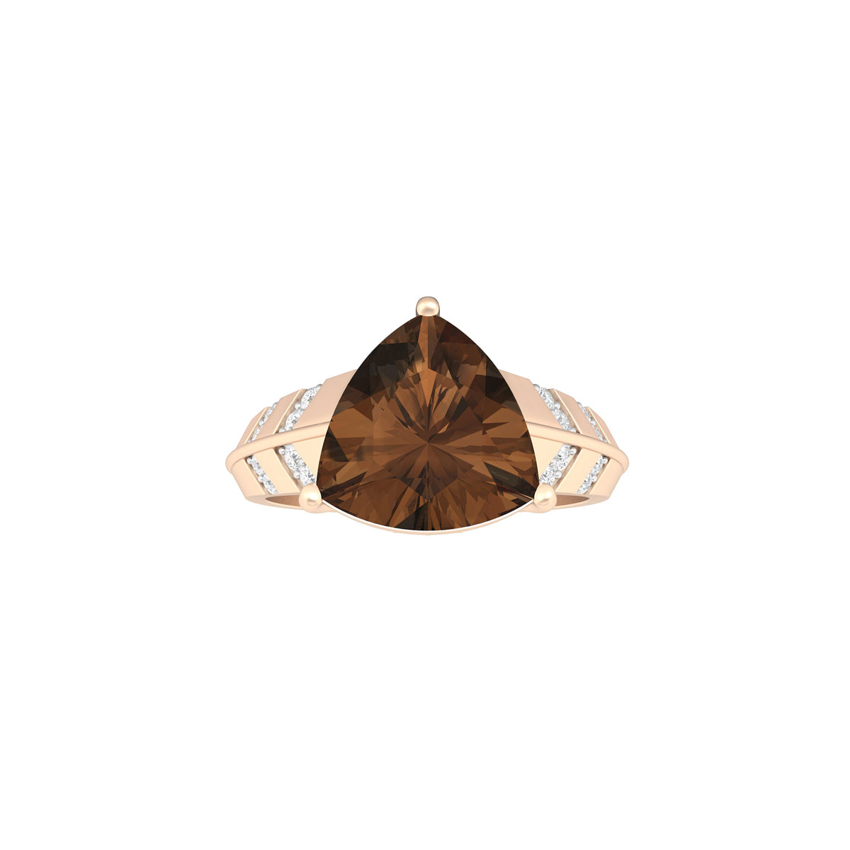 Smokey Quartz Ring with White Diamond in 18Kt Gold 3.03cts