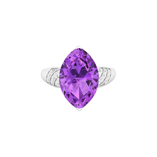 Amethyst Rings with White Diamond in 18Kt White Gold 4.86cts