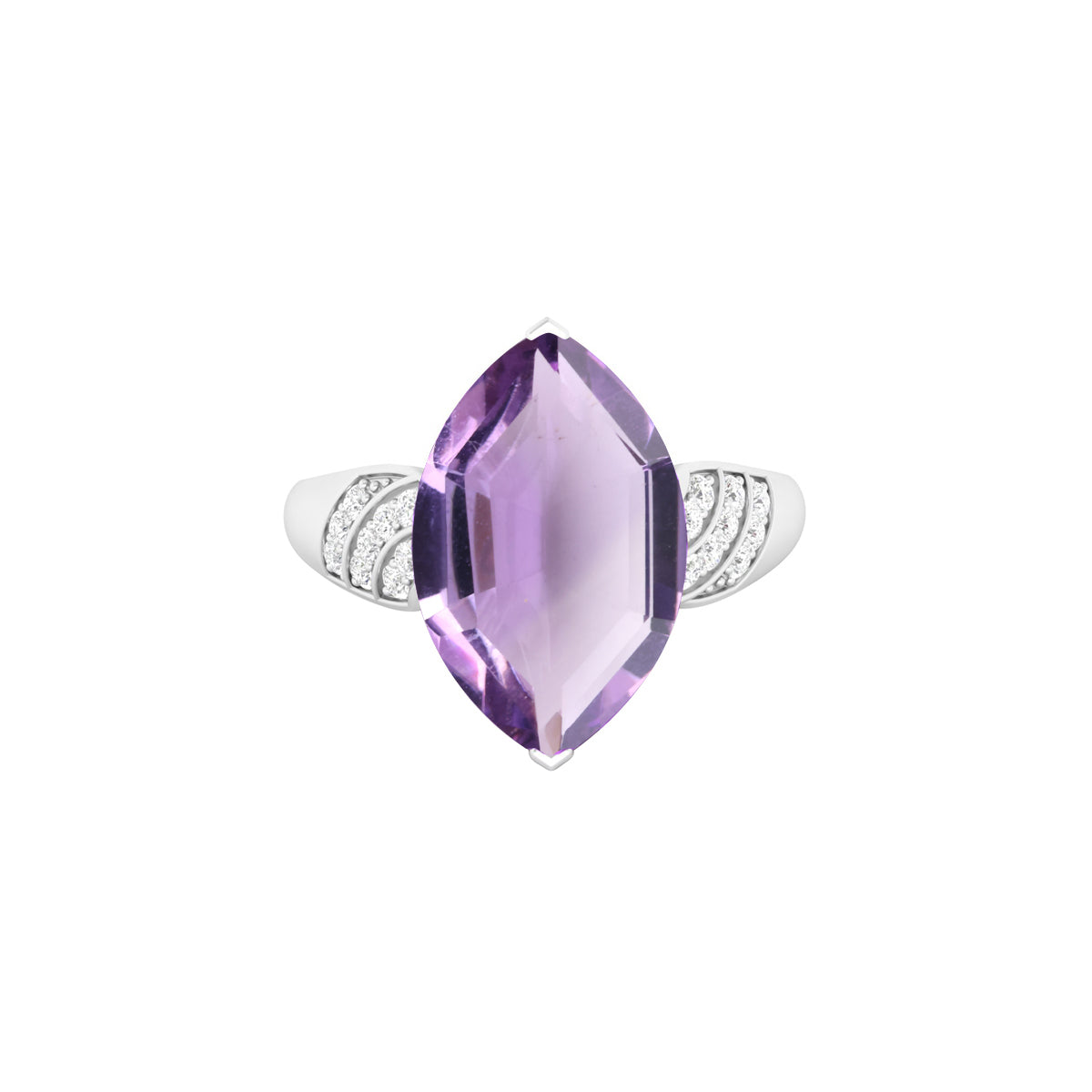 Amethyst Rings with White Diamond in 18Kt White Gold 4.86cts