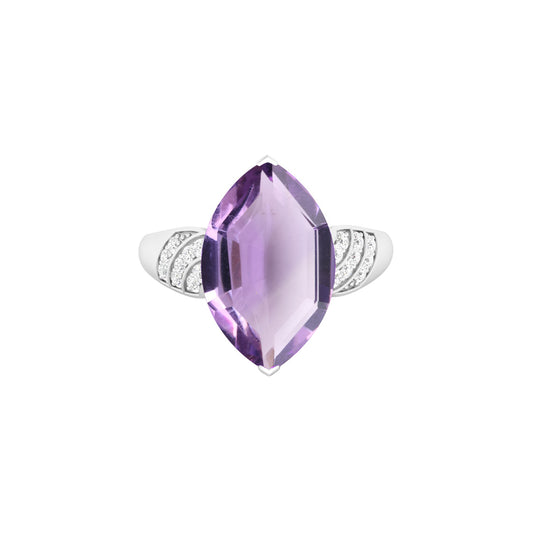 Amethyst Rings with White Diamond in 18Kt White Gold 4.86cts