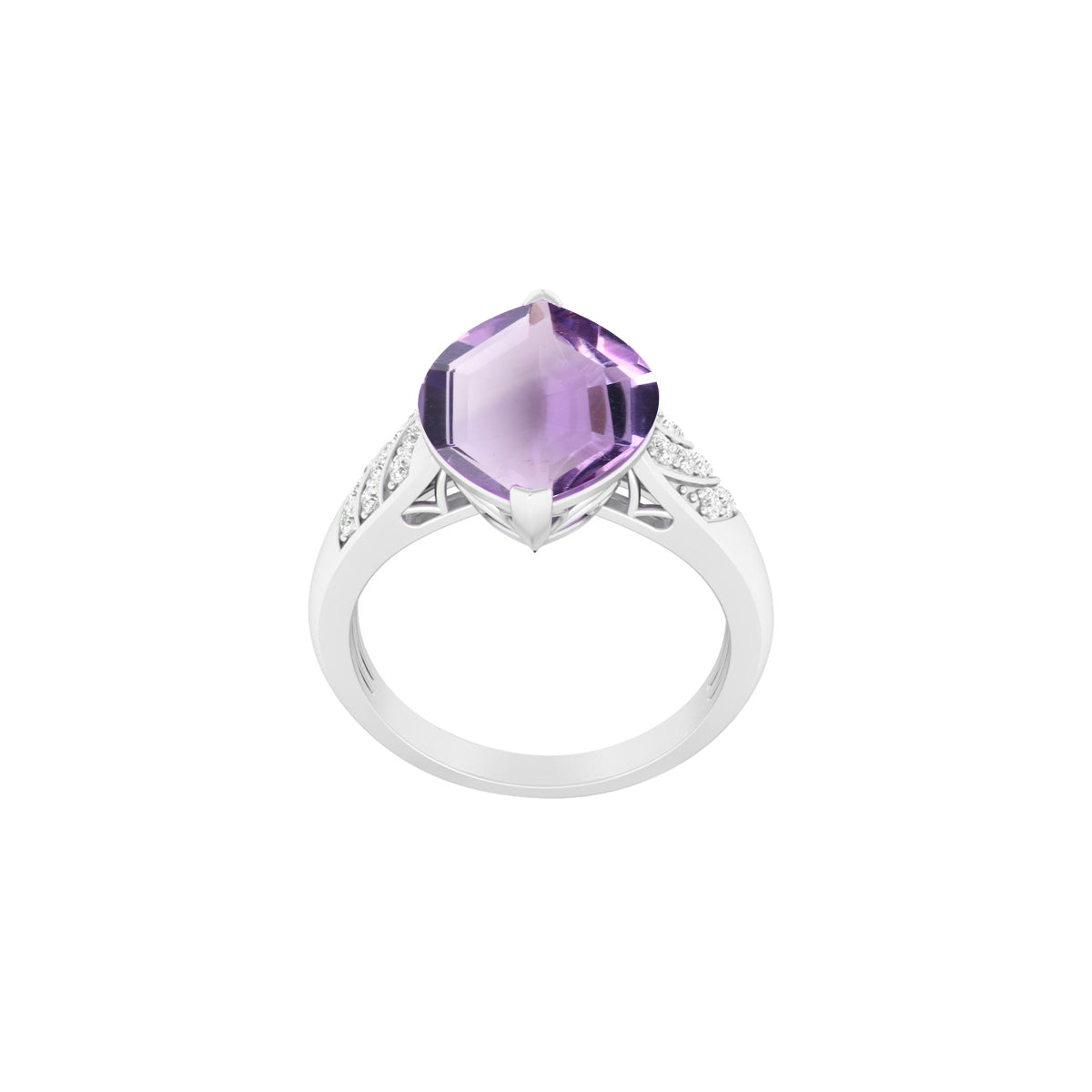 Amethyst Rings with White Diamond in 18Kt White Gold 4.86cts