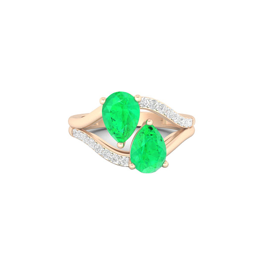 Zambian Emerald Ring with White Diamond in 18Kt Gold 1.18cts