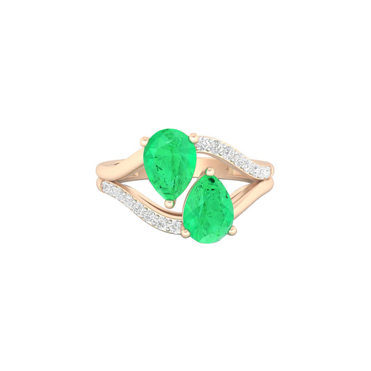 Zambian Emerald Ring with White Diamond in 18Kt Gold 1.18cts
