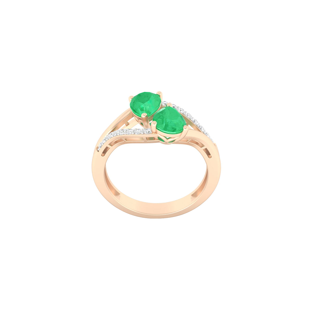 Zambian Emerald Ring with White Diamond in 18Kt Gold 1.18cts