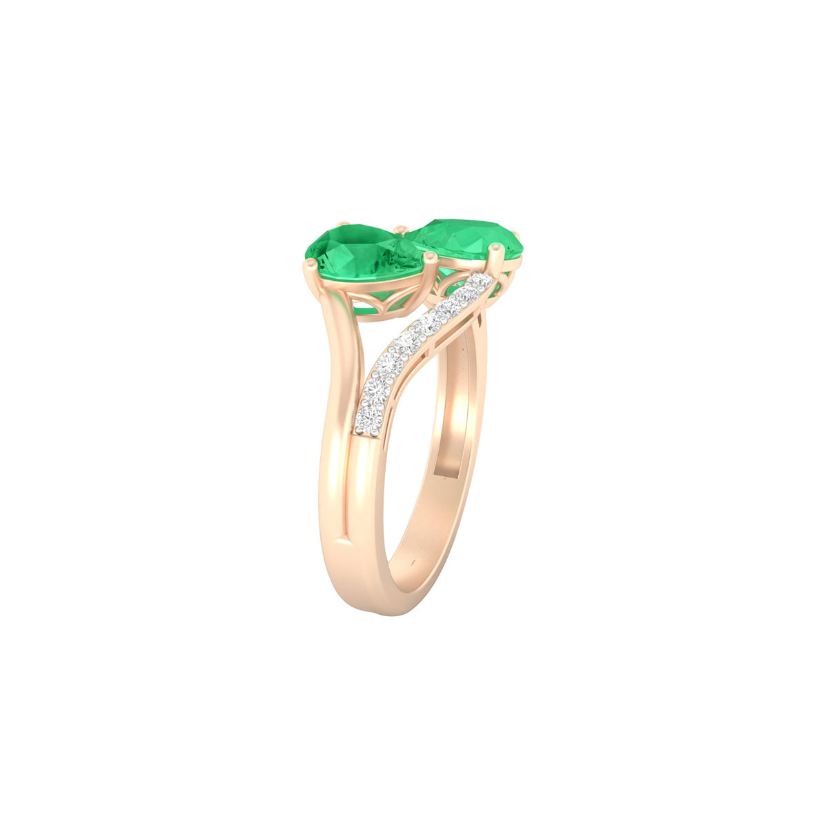 Zambian Emerald Ring with White Diamond in 18Kt Gold 1.18cts