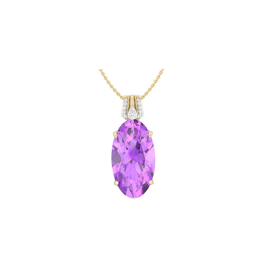Pink Amethyst Pendant with White Diamond in 18Kt Gold 12.83cts